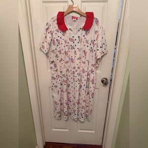 Unique Vintage White Care Bear Dress with Red Collar